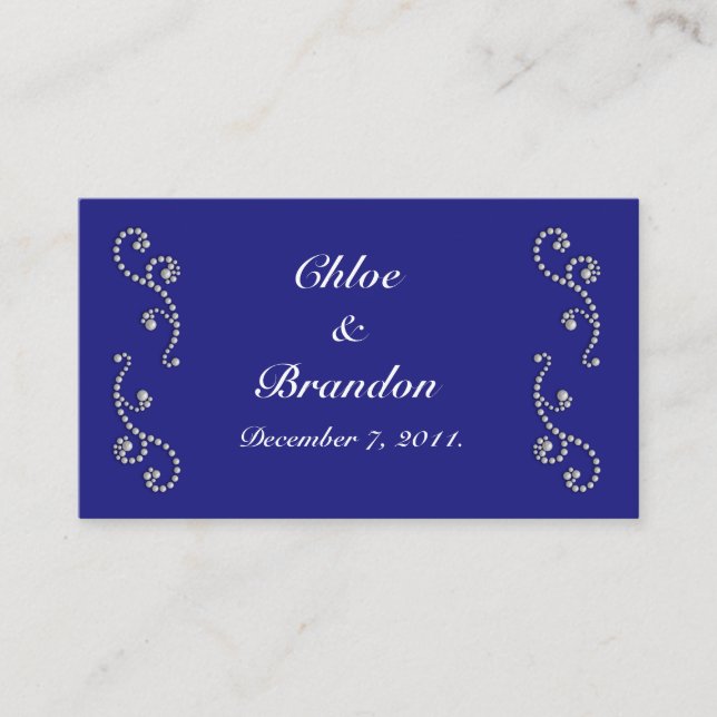 Pearls and Sapphire Blue Wedding Website Card Begleitkarte (Vorderseite)