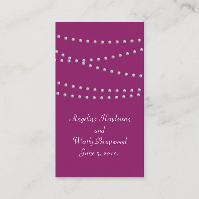 Pearls auf Magenta Wedding Website Card Begleitkarte (Vorderseite)