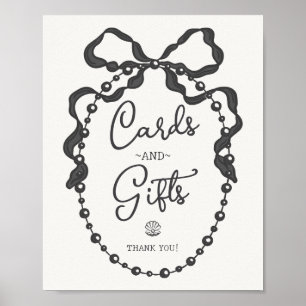 Pearls Black Coquette Bow Cards & Gifts Zeichen Poster