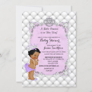 Pearls Diamonds Ethnic Princess Baby Girl Lavender Einladung