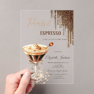 Pearls Espresso Glitzer Tropfens Acryleinladungen
