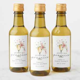 Pearls floral & Prosecco Brautparty Gefallen Weinetikett