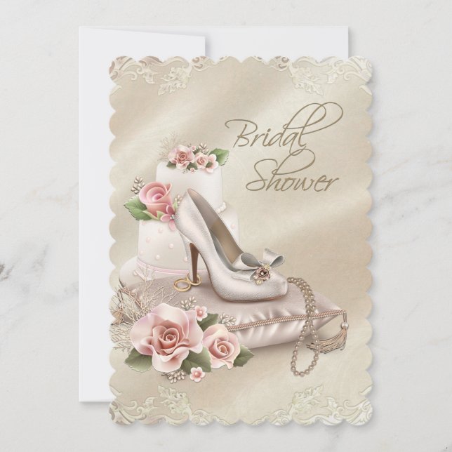 Pearls High Heel Shoel Brautparty Einladung (Vorderseite)