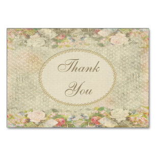 Pearls & Lace Shabby Chic Blume Vielen Dank Tischnummer