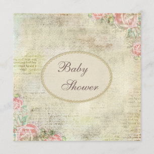 Pearls & Lace Shabby Chic Rose Babydusche Einladung