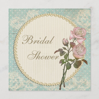 Pearls & Lace Shabby Chic Rose Brautparty Einladung