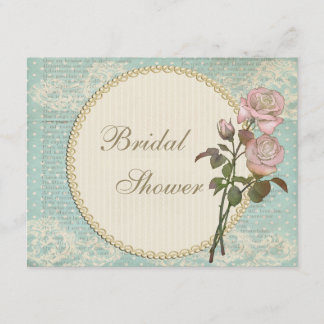 Pearls & Lace Shabby Chic Rose Brautparty Einladung