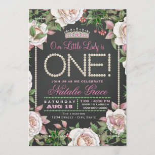 Pearls Little Lady 1. Geburtstag Einladung