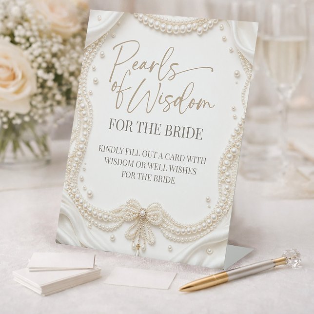 Pearls of Wisdom Bridal Shower Sign Sockelschild (Pearls of Wisdom Bridal Shower Sign)