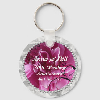 Pearls & Pink Floral Wirbel Save the Date Key chai Schlüsselanhänger