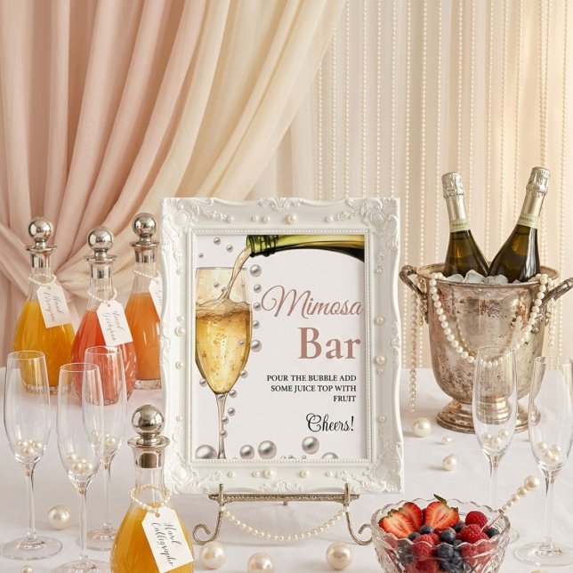 Pearls & Prosecco Bachelorette Mimosa Bar Sign Poster (Von Creator hochgeladen)