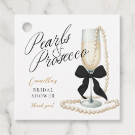 Pearls & Prosecco Black Bow Brautparty Geschenkanhänger