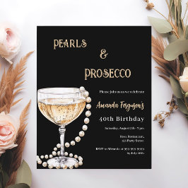 Pearls Prosecco Black Gold Einladung zum Geburtsta