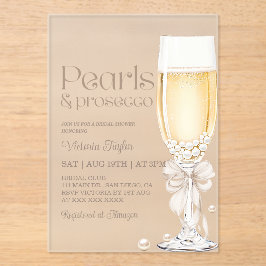 Pearls Prosecco Bow Brautparty Acryleinladungen