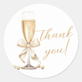 Pearls & Prosecco Bow Brautparty Runder Aufkleber