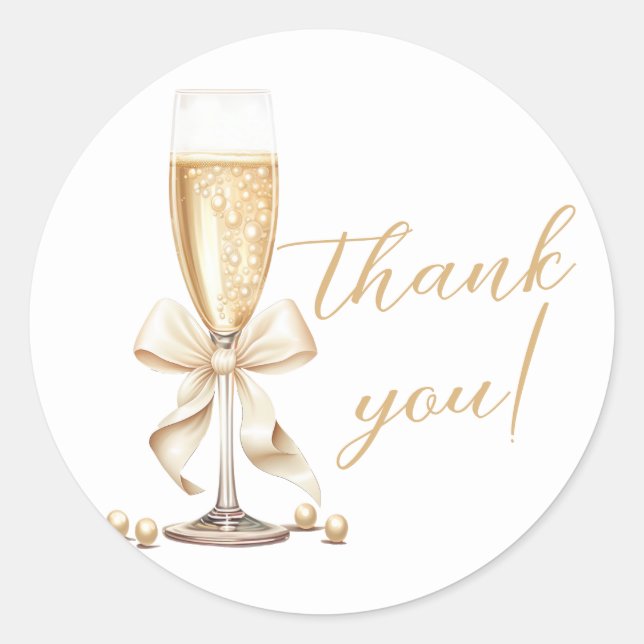 Pearls & Prosecco Bow Brautparty Runder Aufkleber (Vorderseite)