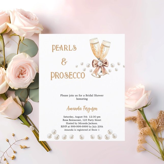 Pearls Prosecco bow Bridal Einladung (Von Creator hochgeladen)