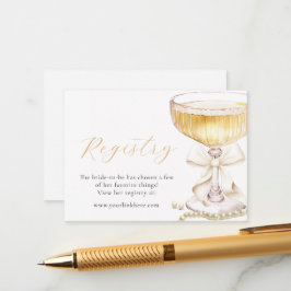 Pearls & Prosecco Bow Bridal Shower Registry Begleitkarte