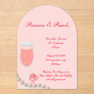 PEARLS & PROSECCO BRAUTPARTY PINK EINLADUNG