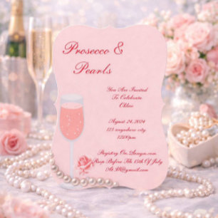 PEARLS & PROSECCO BRAUTPARTY PINK EINLADUNG