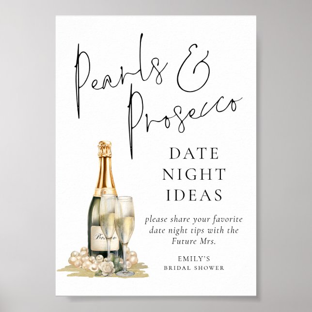 Pearls Prosecco Brautparty Poster (Vorne)