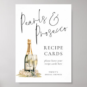 Pearls Prosecco Brautparty Rezept Karte Zeichen Poster