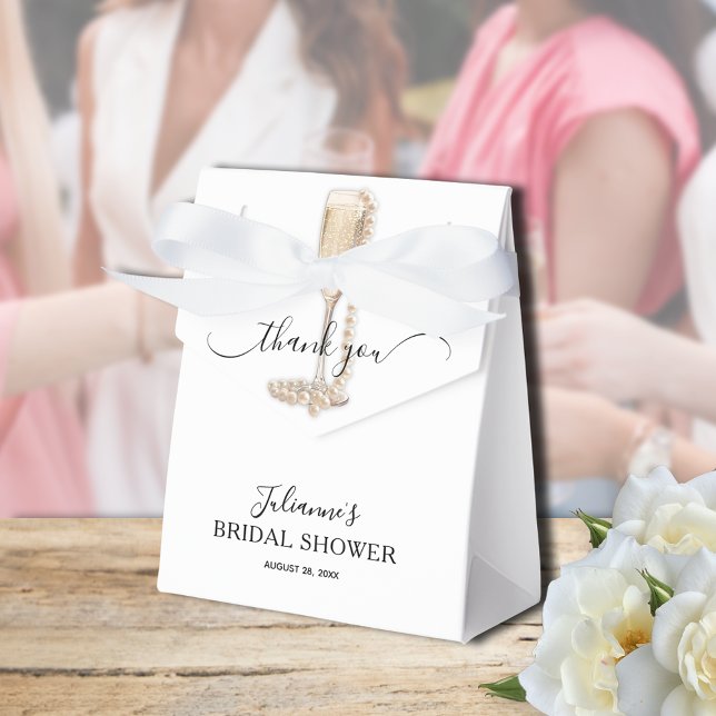 Pearls & Prosecco Brautparty Vielen Dank Geschenkschachtel (Pearls & Prosecco bridal shower Thank You tent-style favor boxes 3" x 1.5" x 3.25" or 4" x 2" x 5")