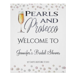 Pearls & Prosecco Brautparty Willkommen Poster