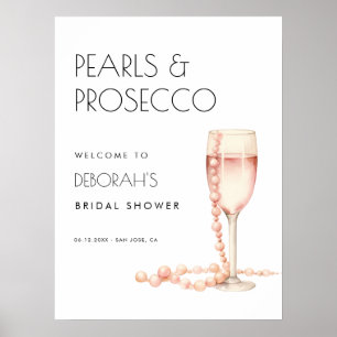 Pearls & Prosecco Brautparty Willkommen Poster