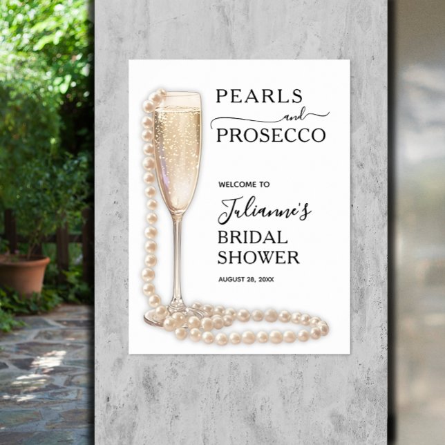 Pearls & Prosecco Brautparty Willkommen Poster (Pearls and Prosecco bridal shower Welcome poster, INSTANT DOWNLOAD and/or PRINTED)