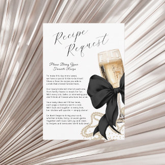Pearls & Prosecco Bridal Recipe Black Bow Begleitkarte