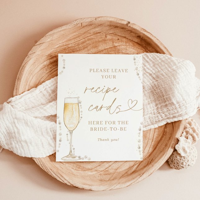 Pearls & Prosecco Bridal Recipe Karte Poster (Von Creator hochgeladen)