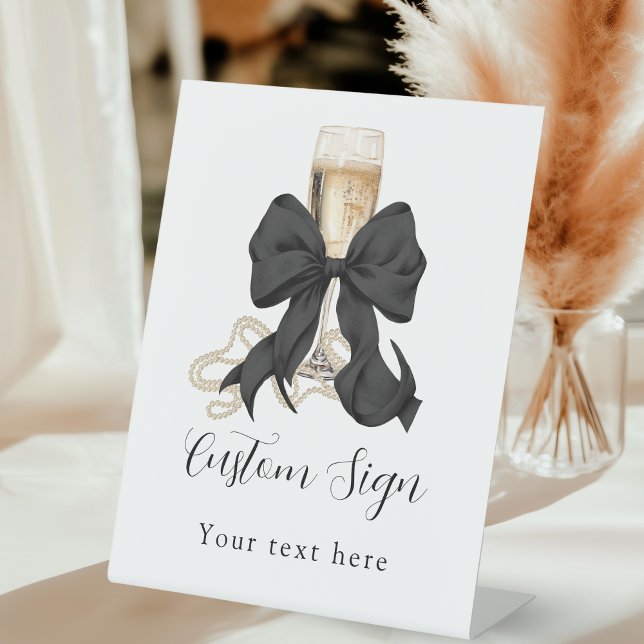 Pearls & Prosecco Bridal Shower Custom Sign Sockelschild (Pearls and Prosecco bridal shower custom sign for decoration)