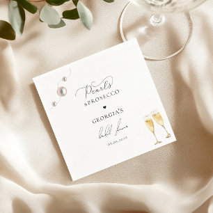 Pearls Prosecco Champagne Elegantes Brautparty Serviette