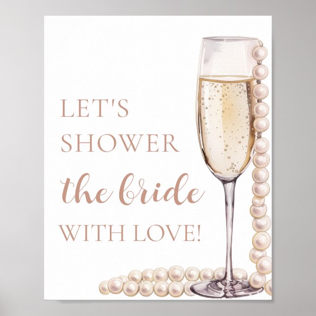 Pearls Prosecco Die Braut mit Liebe duschen Poster (Vorne)