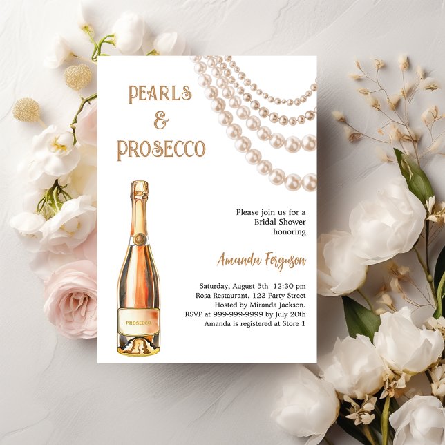Pearls Prosecco elegantes Brautparty Einladung (Von Creator hochgeladen)
