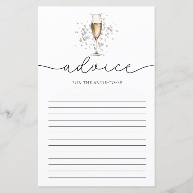 Pearls & Prosecco Er sagte, sie sagte Bridal Game (Vorderseite)