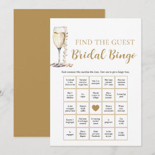 Pearls & Prosecco Finden Sie das Bridal Bingo Game Einladung