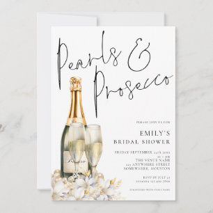 Pearls Prosecco Flasche Florals Brautparty Einladung