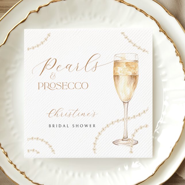 Pearls & Prosecco Gold Brautparty Napkins Serviette (Von Creator hochgeladen)