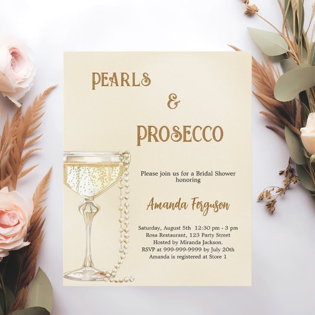 Pearls Prosecco Gold Bridal Einladung (Von Creator hochgeladen)