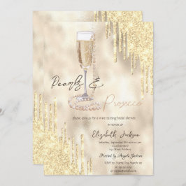 Pearls Prosecco Gold Glitzer Tropfen Brautparty Einladung