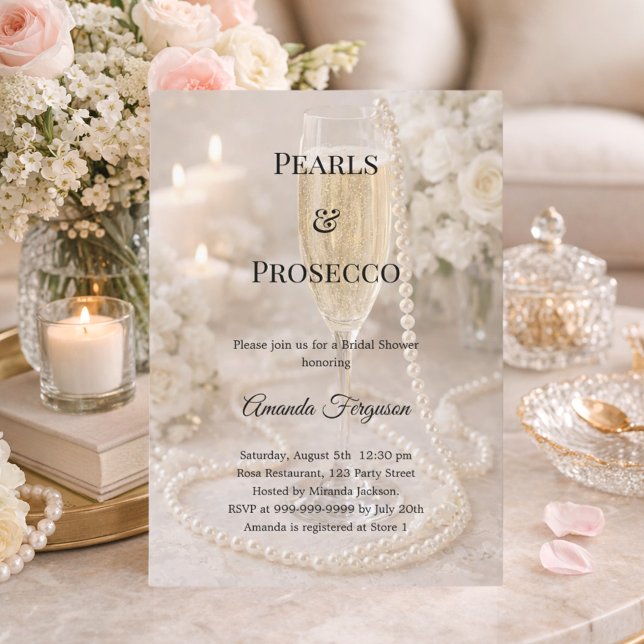 Pearls Prosecco luxury Bridal Shower Einladung (Von Creator hochgeladen)