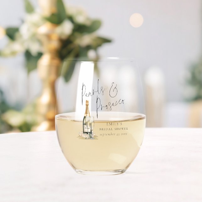 Pearls Prosecco Name Danke für Bridesmaid Weinglas Ohne Stiel (Insitu (Hochzeit))