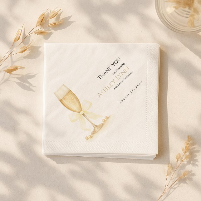 Pearls & Prosecco Napkins | Neutrales Brautparty Serviette (Von Creator hochgeladen)