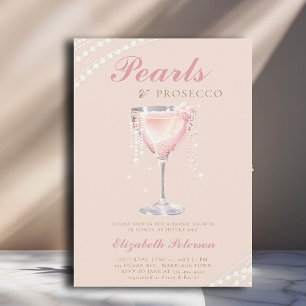 Pearls Prosecco Peach Pink Bubbly Brautparty Einladung