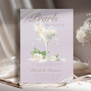 Pearls Prosecco Petals Lilac Elegantes Brautparty Einladung
