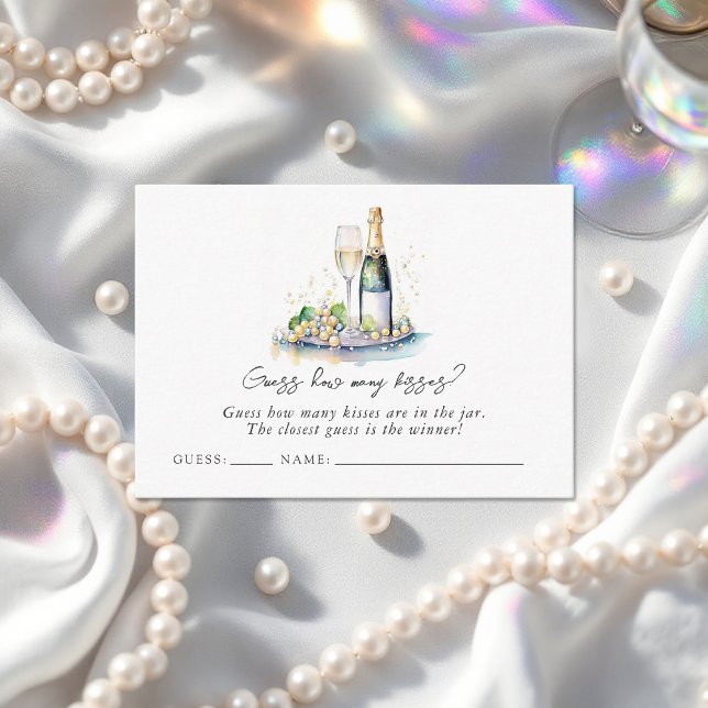 Pearls & Prosecco "Raten Sie wie viele Küsse?" Bri Begleitkarte (Pearls and Prosecco "Guess How Many Kisses?" Bridal Enclosure Card)