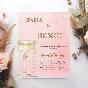 Pearls Prosecco rosa Bridal Einladung