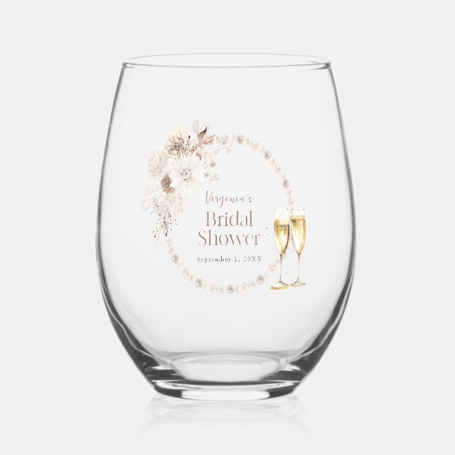 Pearls Prosecco Weinglas Ohne Stiel (Vorderseite)